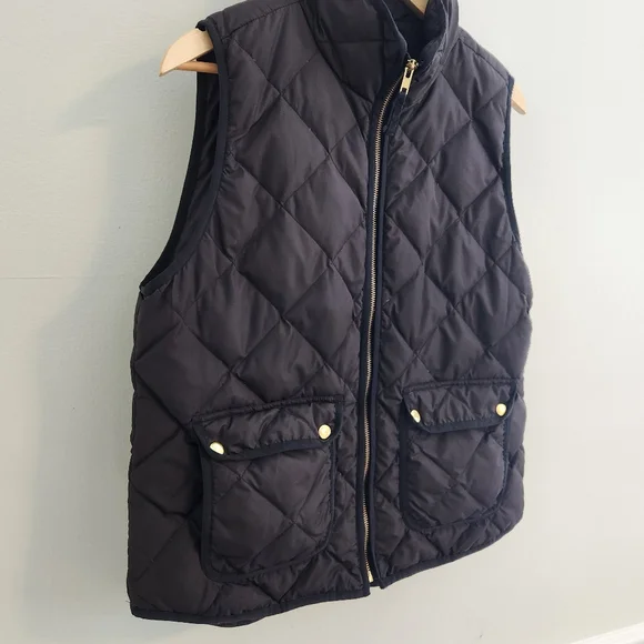 J.Crew Quilted Down Excursion Vest - Black Label Brown Black Puffer - Picture 6 of 14